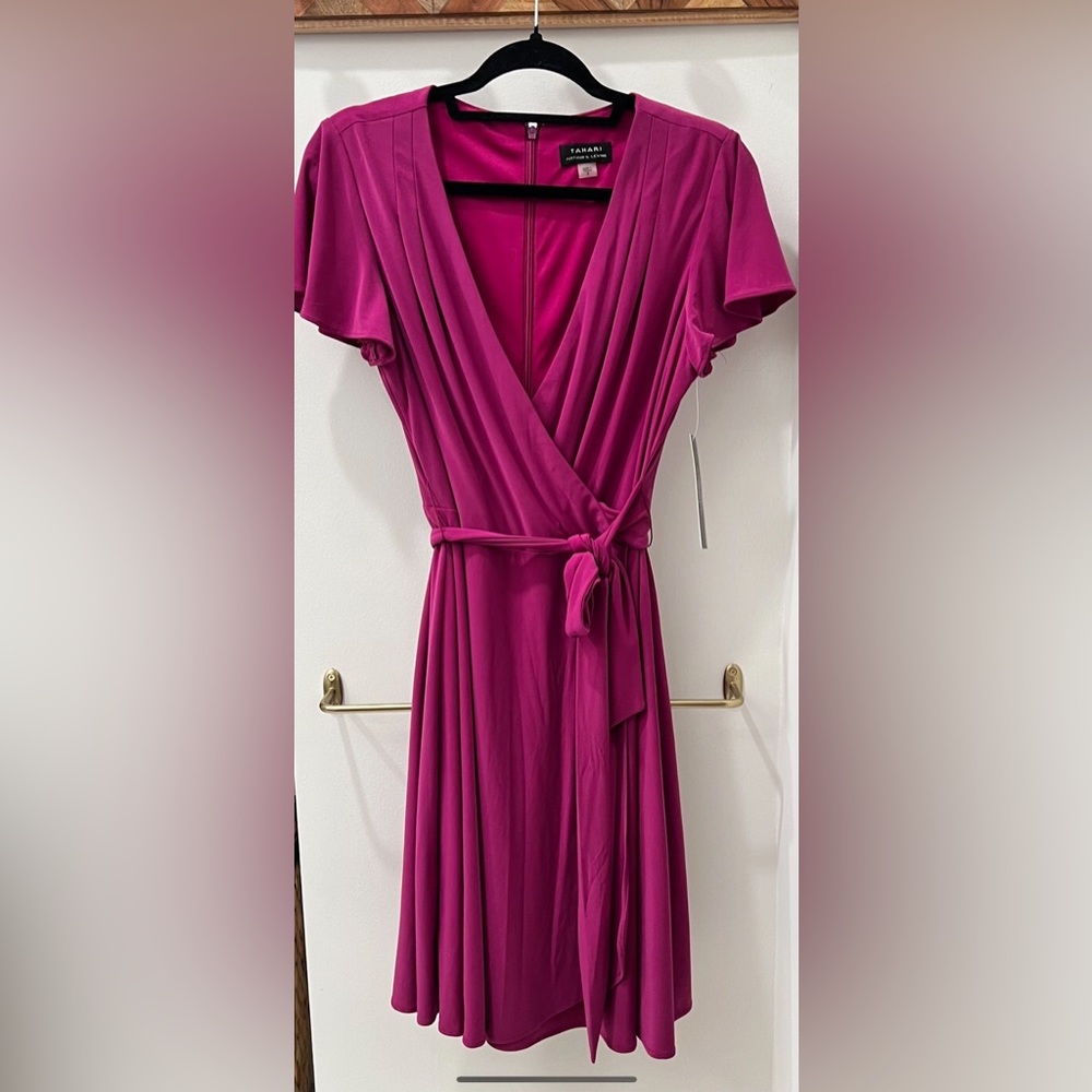 Tamari dark fuschia faux wrap dress